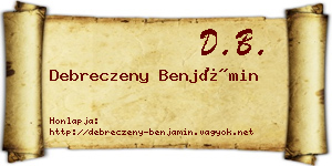 Debreczeny Benjámin névjegykártya